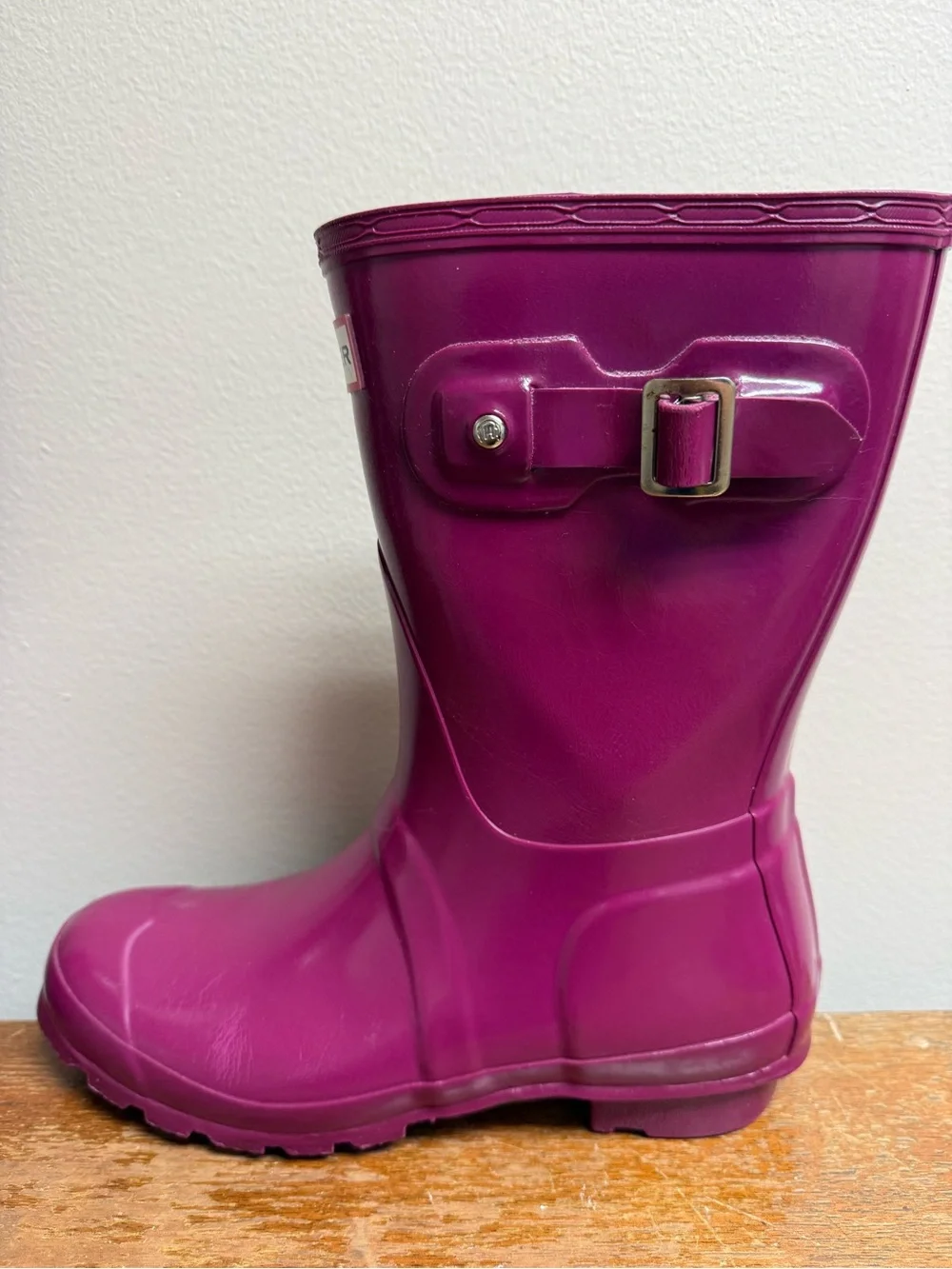 Hunter Original Gloss Short Rain Boots Purple Plum Waterproof Women’s US 6 EU 5